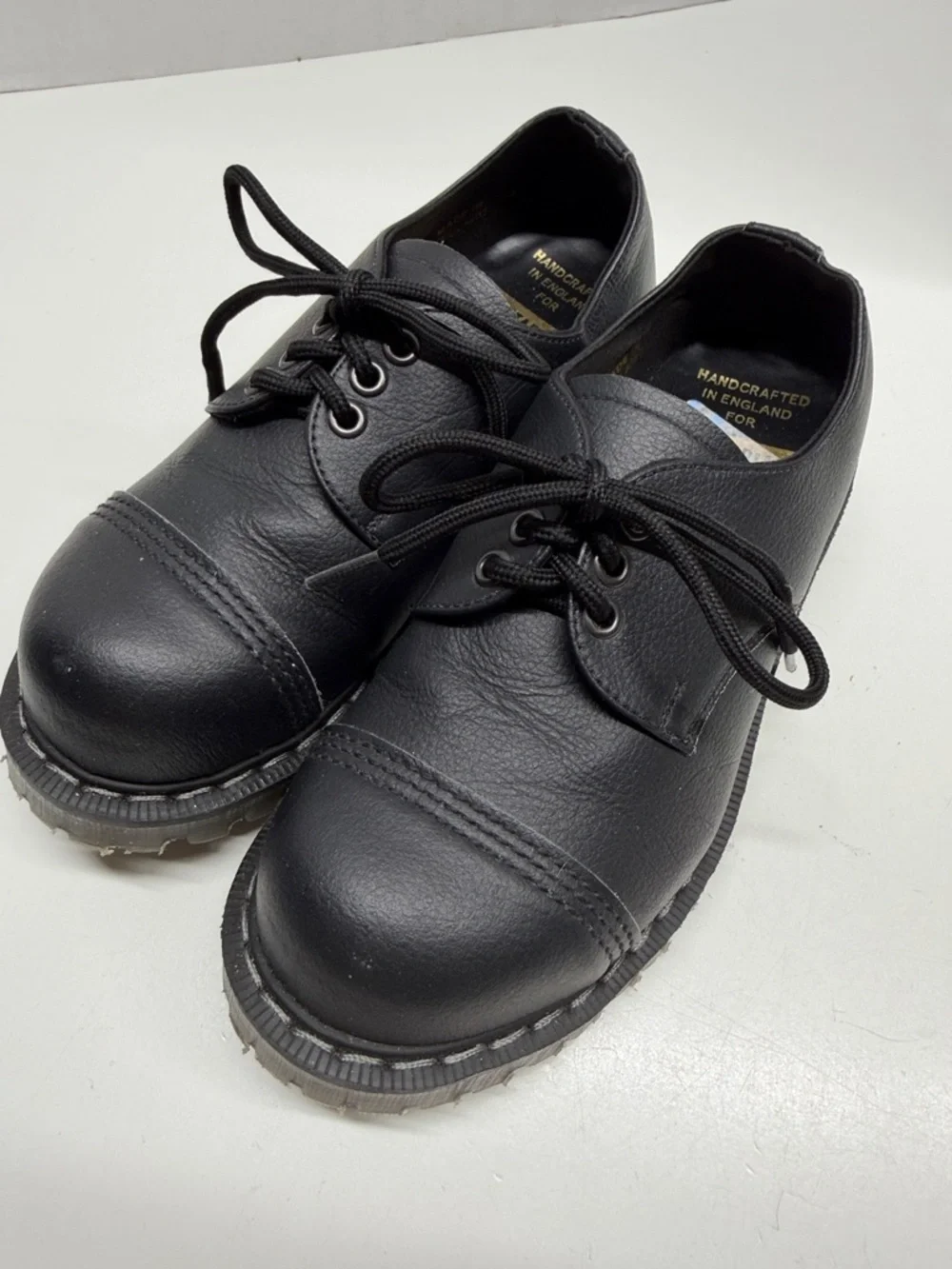 Vegetarian Shoes Airseal 3 Eyelet Ankle Lace Up Shoes Steel Toe Black Size US 6